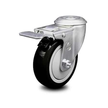 Service Caster 4 Inch Black Polyurethane Wheel Bolt Hole Caster with Total Lock Brake SCC SCC-BHTTL20S414-PPUB-BLK